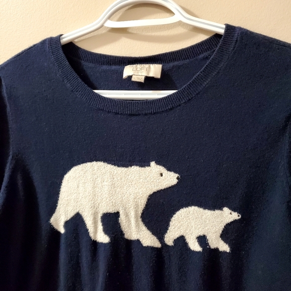 Loft - Polar Bears Sweater in Navy - Size L - Picture 3 of 5